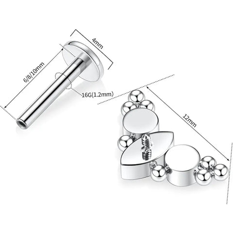 16G Titanium Silver Monroe CZ Lip Stud