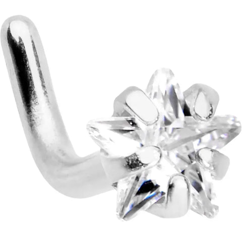 18G 1/4 Clear Star CZ Gem Stainless Steel L-Shaped Nose Stud