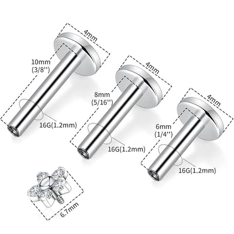 G23/Zircon Flower Head+1.2*6/8/10/Base/Silver