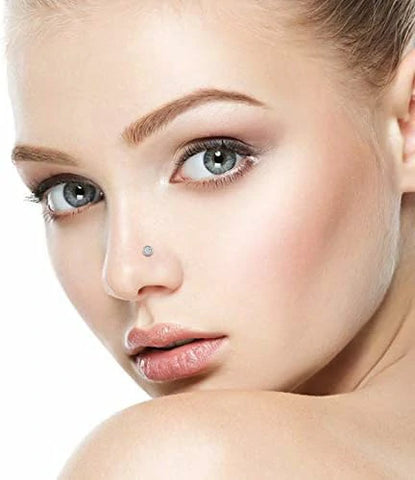 20G Titanium Diamond Inlaid Nose Studs Set of Four
