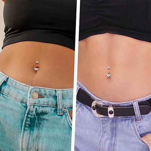 G23 10mm Silver Inlaid Transparent Zirconia Navel Stud