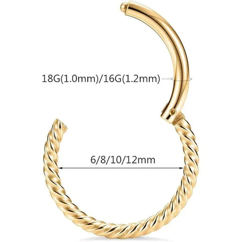 Gold Surgical Steel Cartilage Earrings Nasal Septal Ring