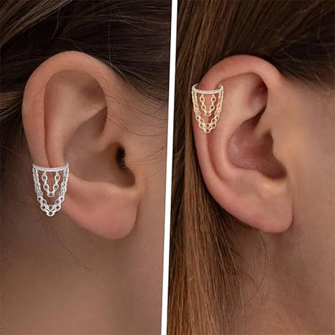 316L Silver White Zirconia Open Ring Triple Chain 1.2*8
