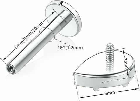 G23 Titanium Labret Studs 16G Tragus Earring 16g Titanium Helix Stud Internally Threaded Labret Water Drop White Opal Cartilage Monroe Titanium Lip Piercing Lip Studs Tragus Piercing 6mm Silver