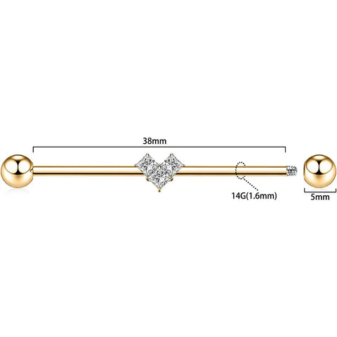 316L Love White Zircon Gold Industrial Rod 1.6*38*(5*5)