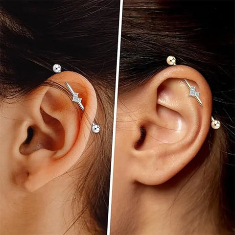 316L Love White Zircon Silver Industrial Pole 1.6*38*(5*5)