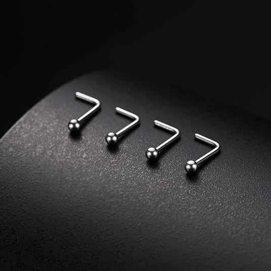 20G Silver Ball Screw Nose Studs Set