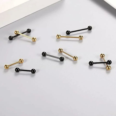 14G Gold Black Nipple Tongue Barbell Piercing Jewelry