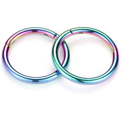Rainbow Hinged 12mm Thick Piercing Ring in Medical Steel