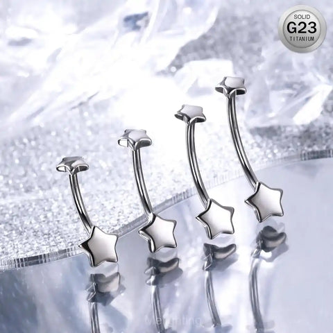 23G pure titanium belly button ring simple star design 5