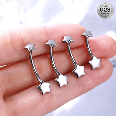 23G pure titanium belly button ring simple star design 6