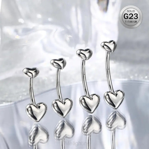 Heart titanium belly button ring in various sizes 4