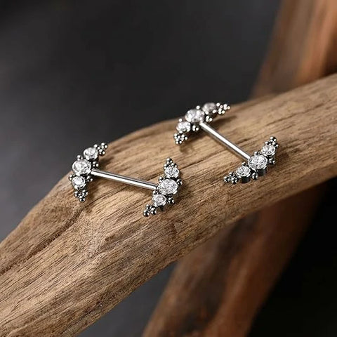 GAGABODY Nipple Piercings Internally Threaded Nipple Barbell Titanium Nipple Jewelry Nipple Rings 14G Internally Threaded Nipple Barbell 12mm Straight Silver Nipple Piercing Jewelry Nipple Bars