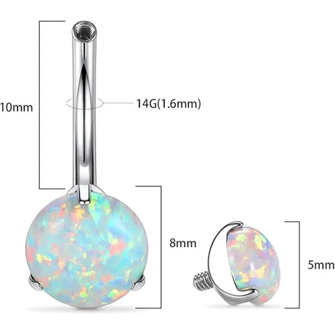 14G G23 Titanium 10mm Opal 3/8 Navel Piercing