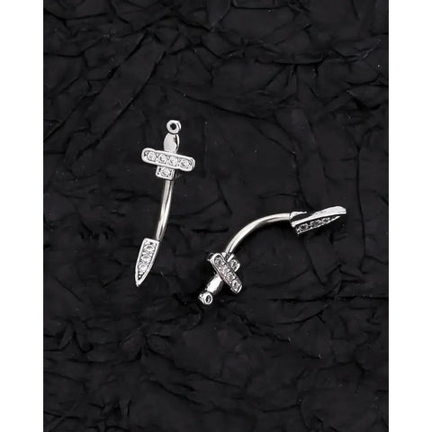 Exquisite Dagger Shape Earrings - 316L Steel Curved Barbell