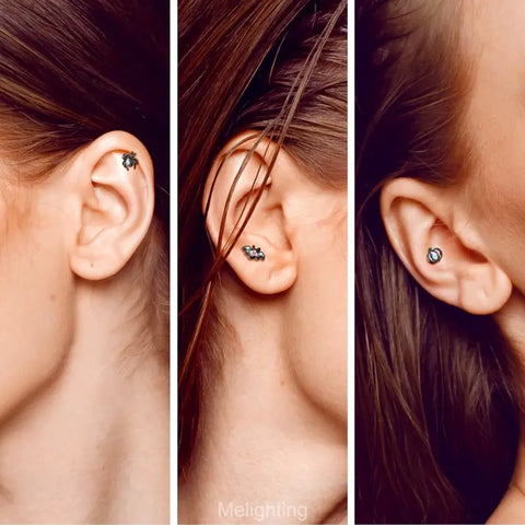 3PCS 16G Halloween Bat Helix Earrings Set for Women