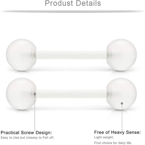 Flexible 14G Tongue Nipple Rings – Glow in the Dark Set