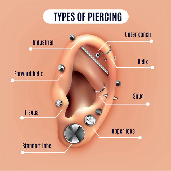 Diagram of ear piercing