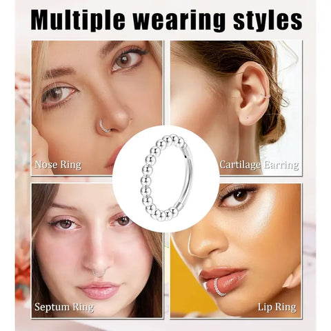 16G Titanium Nose Ring Hoop – G23 Hinged Bead