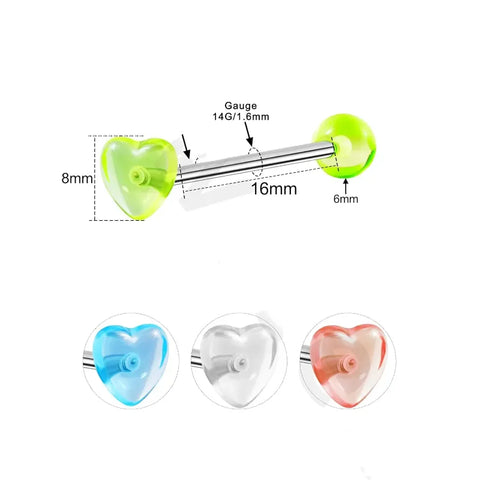 4Pcs Star Acrylic Tongue Rings – G23 Titanium 14G Jewelry